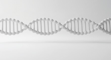 Abstract White DNA Double Helix Model on White Background