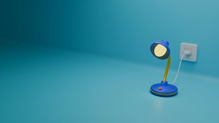 3D Render of Blue and Gold Desk Lamp