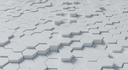 Abstract white hexagonal pattern with subtle shadows creating a three dimensional effect
