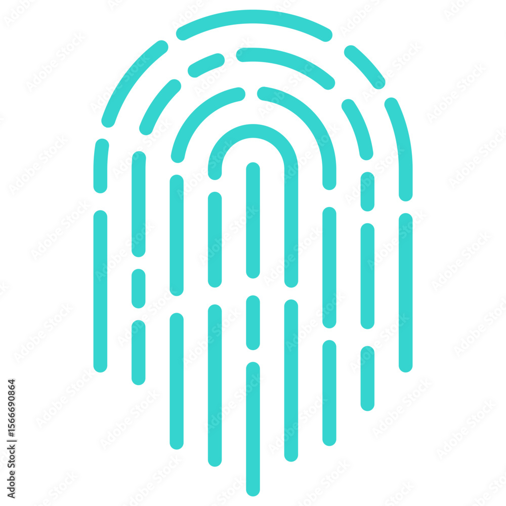 Poster digital fingerprint icon in neon blue biometric security identity authentication