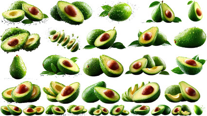 Set of Avocado floating png