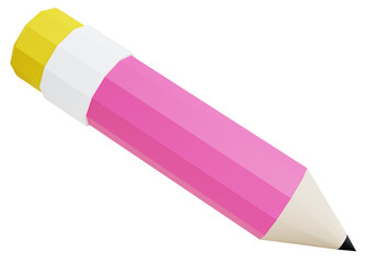Pencil icon used for education and writing, drawing, 3d illustration.