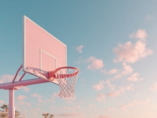 Pink Basketball Hoop at Sunset: A Dreamy Sports Scene
