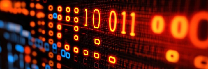 digital binary code and data stream technology concept