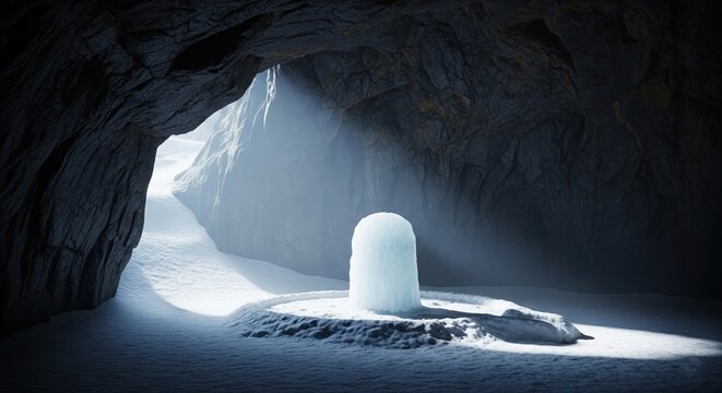 Amarnath Ice Shivling with Divine Light Inside Cave &ndash; Baba Barfani 4K Wallpaper