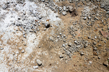 Concrete and cement stains on ground. Abstract messy construction background