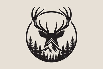 mountain deer illustration Vector