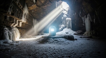 Amarnath Ice Shivling with Divine Light Inside Cave – Baba Barfani 4K Wallpaper