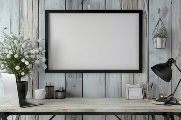 Detailed Image of Workplace Frame Mockup with Black Frame