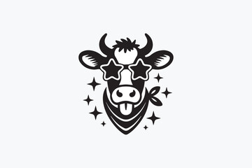 cool cow illustration Vector