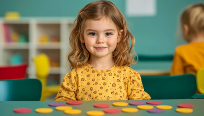 educational games with math puzzles and skill development. Young learners playing a fraction-matching card game, reinforcing fraction equivalence and comparison skills