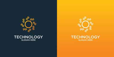 Circle technology logo design with modern concept premium vector