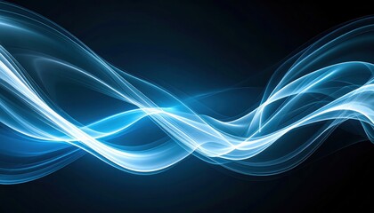 Naklejka premium Abstract blue background with flowing light waves and futuristic fractal lines, ideal for modern design