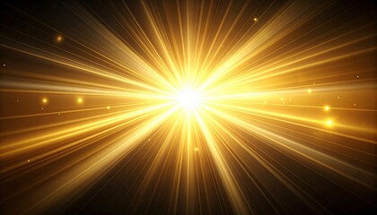 Warm, bright sunburst with glowing orange and yellow rays, an abstract explosion of light for a vibrant summer design