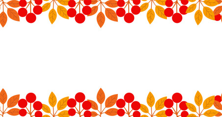 Autumn foliage and berries create vibrant border decoration for seasonal events or invitations