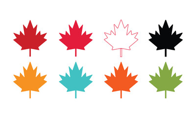 Maple leaves icon set. Canada Maple Leaf icon set. vector art illustration.