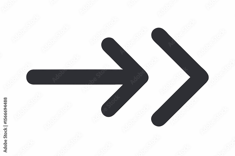 Poster two right pointing arrows indicating forward movement or direction in a simple graphic design style