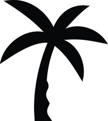 Simple Palm Tree Silhouette Design with Black Trunk and Fronds