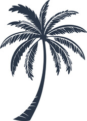 Obraz premium Simple Black Palm Tree Silhouette Design with Tropical Island Vibe