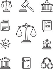 Fototapeta premium Lawyer Scale Gavel Book Icons
