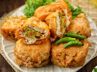 Tahu Isi. Stuffed tofu is known as fried food in the form of brown tofu filled with various fillings.