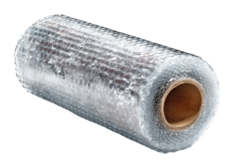 Packing action with bubble wrap home office product