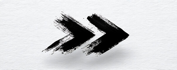 Abstract Black Paint Brush Stroke Double Arrows Graphic Design Element