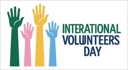 Fototapeta premium Colorful Hands Raised For International Volunteer Day Celebration Concept Illustration Vector