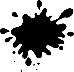 Black ink blot vector illustration with paint splashes and a decorative leaf shape Black ink blot vector illustration with paint splashes and a decorative leaf shape