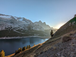 Beautiful landscape of Italian Dolomites mountains, great place for outdoor hiking and climbing via...