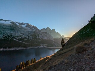 Beautiful landscape of Italian Dolomites mountains, great place for outdoor hiking and climbing via...