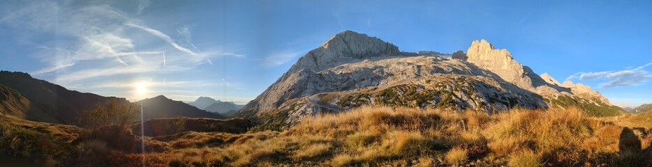 Beautiful landscape of Italian Dolomites mountains, great place for outdoor hiking and climbing via...
