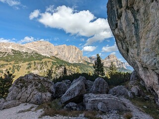 Beautiful landscape of Italian Dolomites mountains, great place for outdoor hiking and climbing via...