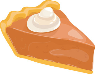 Vector illustration of pumpkin pie on white background