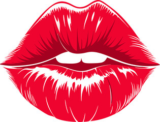 red lips isolated on white background