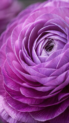 Obraz premium Purple macro image of a ranunculus flower.