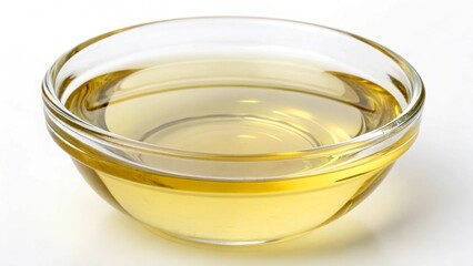 Golden Vegetable Oil in Glass Bowl: Fresh, Clean, Healthy Cooking Ingredient