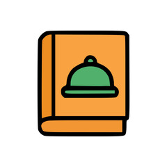 Simple vector of a restaurant meal service menu with classic bell graphic used for ordering or dining applications
