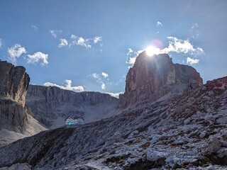 Beautiful landscape of Italian Dolomites mountains, great place for outdoor hiking and climbing via...