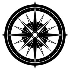 compass on a  silhouette white background