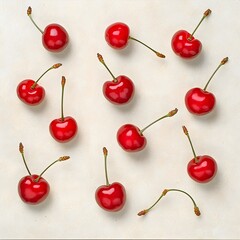 Cherry arrangement minimalist style food photography studio setting close-up view visual aesthetics