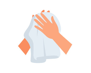 illustration of hands drying with a towel after washing. Hygiene and personal care concept, perfect for healthcare, sanitation, and instructional visual content.