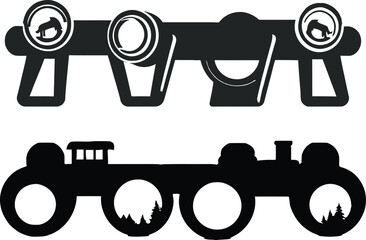 Set of binoculars and transport vehicle icons vector illustration design