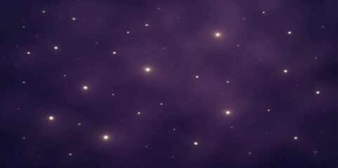 Vast dark blue night sky with bright stars and swirling clouds, a cosmic starfield design