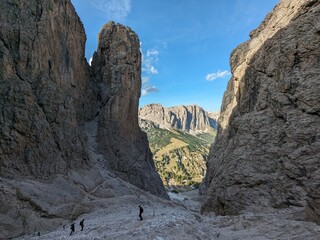 Beautiful landscape of Italian Dolomites mountains, great place for outdoor hiking and climbing via ferrata