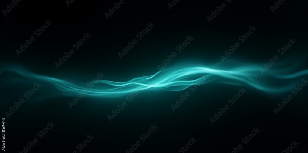 Poster abstract blue background with glowing light waves and laser lines for a dynamic dark space design ba