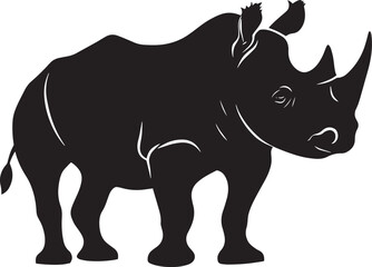Obraz premium Rhino Sniffing the Air Nose outstretched, body crouched, alert expression, black vector art.