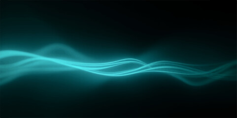 Abstract Blue Wave Background with Light and Flowing Lines