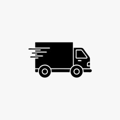Fototapeta premium Fast shipping delivery truck flat vector icon for apps and websites fully editable vector template