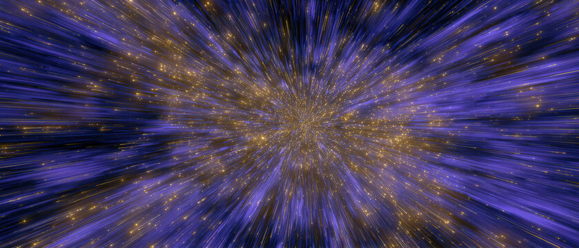 Mesmerizing view of interstellar travel with star field stretching across scene, creating cinematic effect